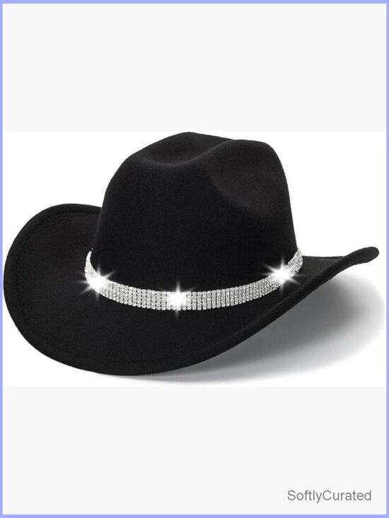 Vintage Roll Up Western Cowboy Hat with Rhinestone Band main image 5